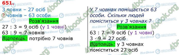 ГДЗ Математика 3 клас сторінка 651