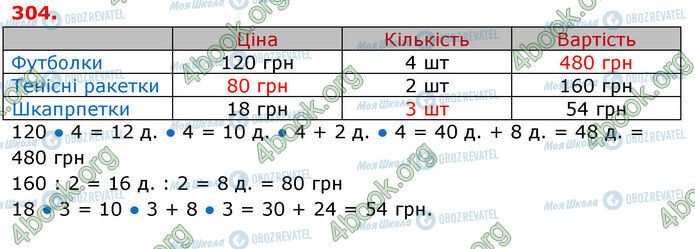 ГДЗ Математика 3 клас сторінка 304