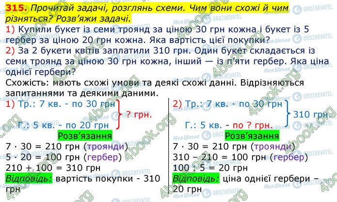 ГДЗ Математика 3 клас сторінка 315