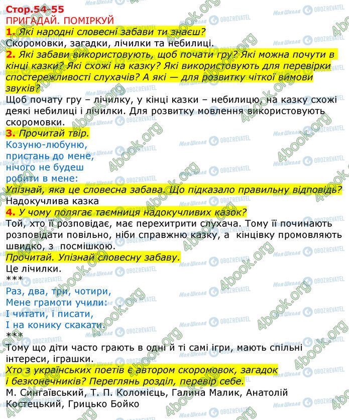 ГДЗ Українська мова 3 клас сторінка Стр.54-55