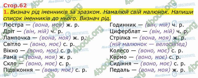 ГДЗ Українська мова 3 клас сторінка Стр.62