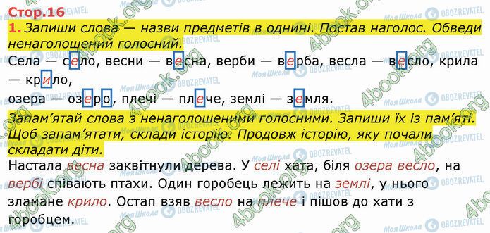 ГДЗ Українська мова 3 клас сторінка Стр.16 (1)