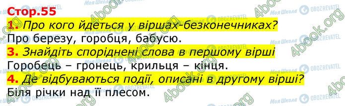 ГДЗ Укр мова 3 класс страница Стр.55 (1-4)