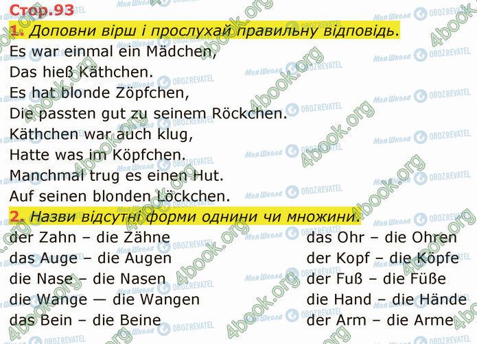 ГДЗ Німецька мова 3 клас сторінка Стр.93 (1-2)