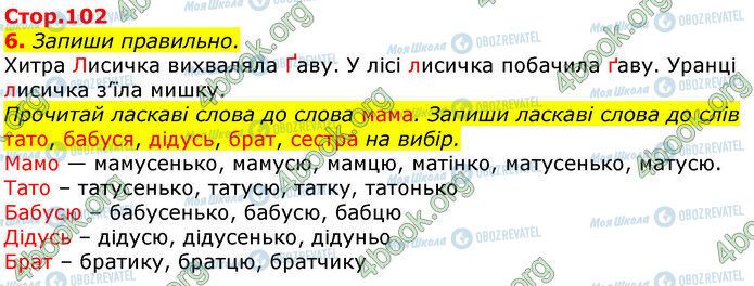 ГДЗ Українська мова 3 клас сторінка Стр.102 (6)