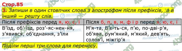 ГДЗ Укр мова 3 класс страница Стр.85 (3)