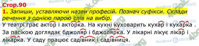 ГДЗ Українська мова 3 клас сторінка Стр.90 (1)