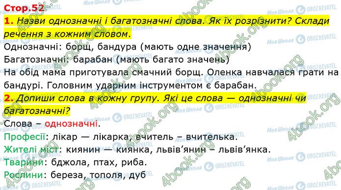 ГДЗ Українська мова 3 клас сторінка Стр.52