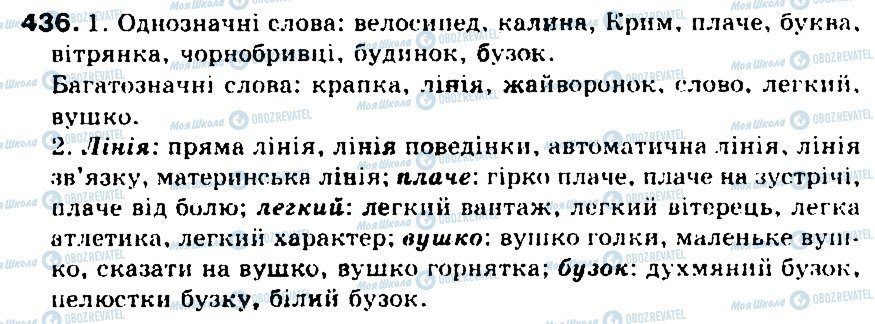 ГДЗ Українська мова 5 клас сторінка 436