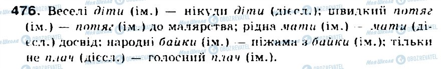 ГДЗ Українська мова 5 клас сторінка 476