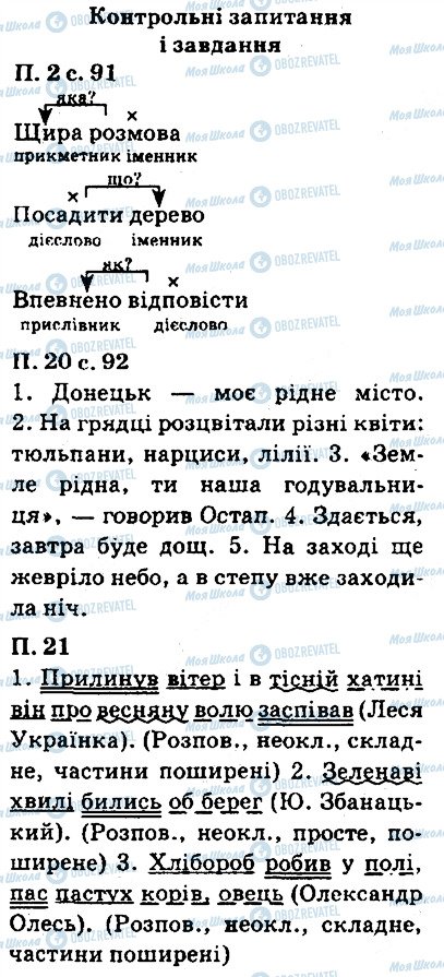 ГДЗ Українська мова 5 клас сторінка ст91