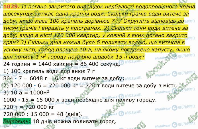 ГДЗ Математика 5 клас сторінка 1029