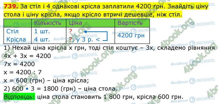 ГДЗ Математика 5 клас сторінка 739