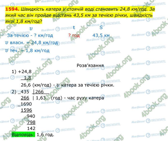 ГДЗ Математика 5 клас сторінка 1594