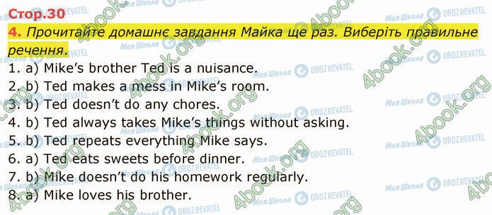 ГДЗ Англійська мова 5 клас сторінка Стр.30 (4)