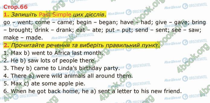 ГДЗ Англійська мова 5 клас сторінка Стр.66 (1-2)