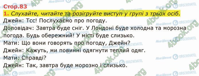 ГДЗ Англійська мова 5 клас сторінка Стр.83 (1)