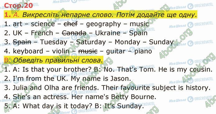 ГДЗ Англійська мова 5 клас сторінка Стр.20 (1А-В)