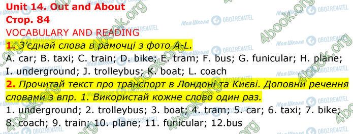 ГДЗ Англійська мова 5 клас сторінка Стр.84 (1-2)