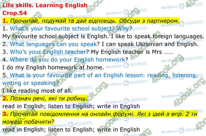 ГДЗ Англійська мова 5 клас сторінка Стр.54 (1-3)