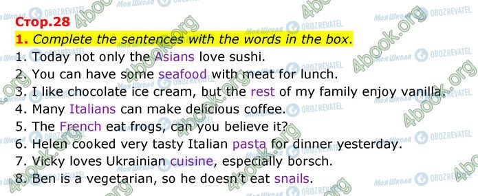 ГДЗ Англійська мова 5 клас сторінка Стр.28 (1)