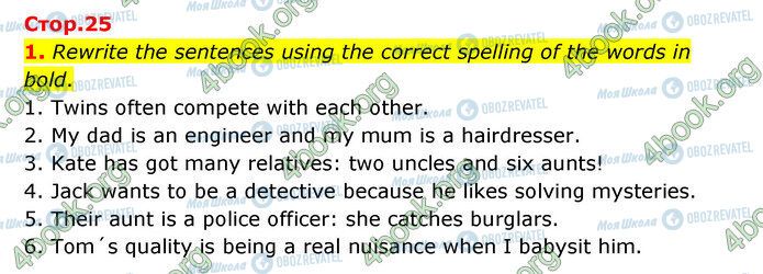 ГДЗ Англійська мова 5 клас сторінка Стр.25 (1)
