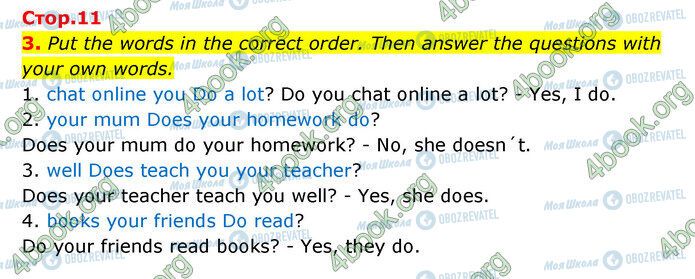 ГДЗ Англійська мова 5 клас сторінка Стр.11 (3)