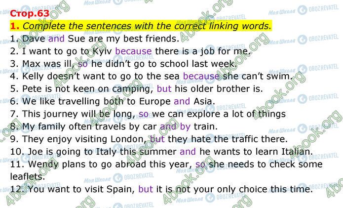 ГДЗ Англійська мова 5 клас сторінка Стр.63 (1)