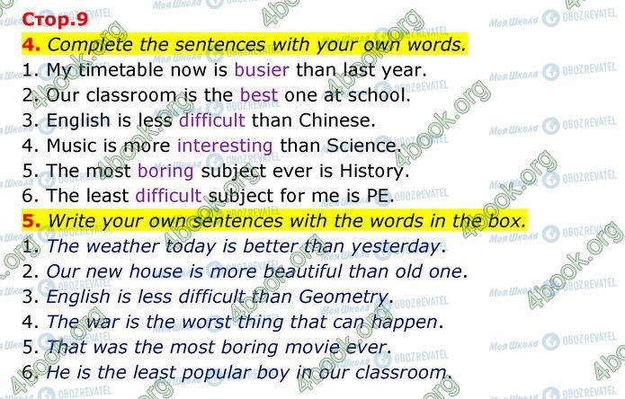 ГДЗ Англійська мова 5 клас сторінка Стр.9 (4-5)