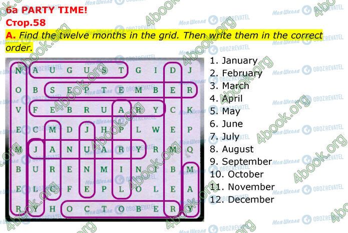 ГДЗ Англійська мова 5 клас сторінка Стр.58 (a)