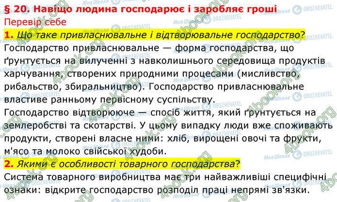 ГДЗ Історія України 5 клас сторінка §20 (1-2)