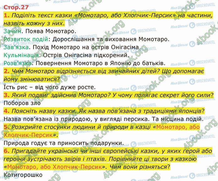 ГДЗ Зарубіжна література 5 клас сторінка Стр.27 (1-6)