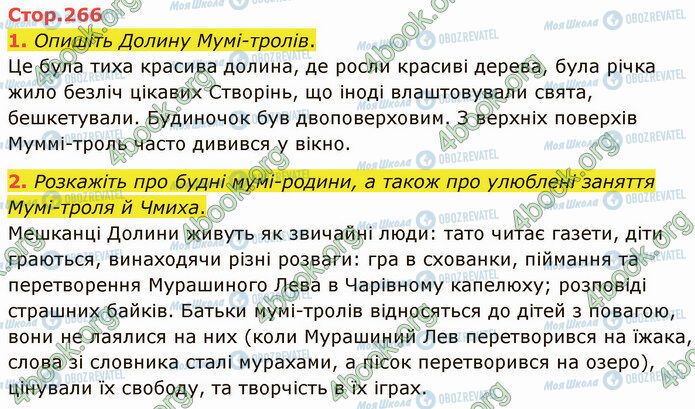 ГДЗ Зарубіжна література 5 клас сторінка Стр.266 (1-2)