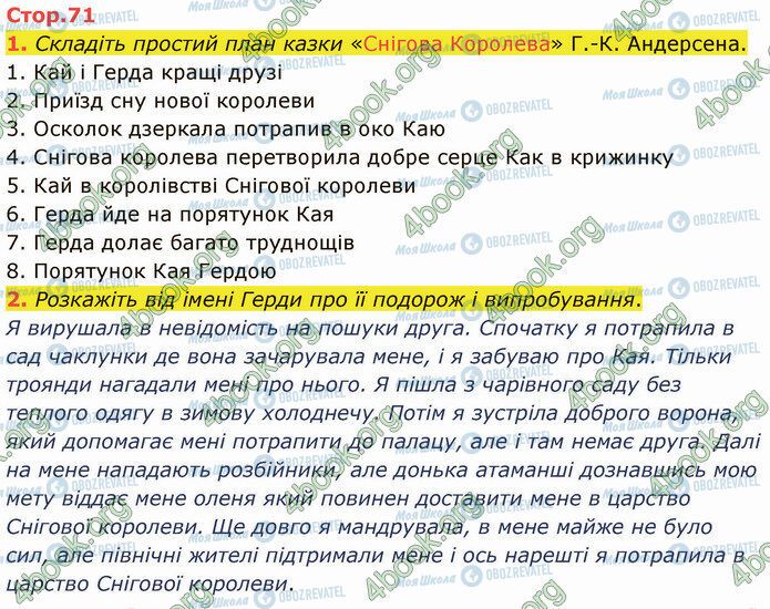 ГДЗ Зарубіжна література 5 клас сторінка Стр.71 (1-2)