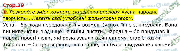 ГДЗ Зарубіжна література 5 клас сторінка Стр.39 (1)