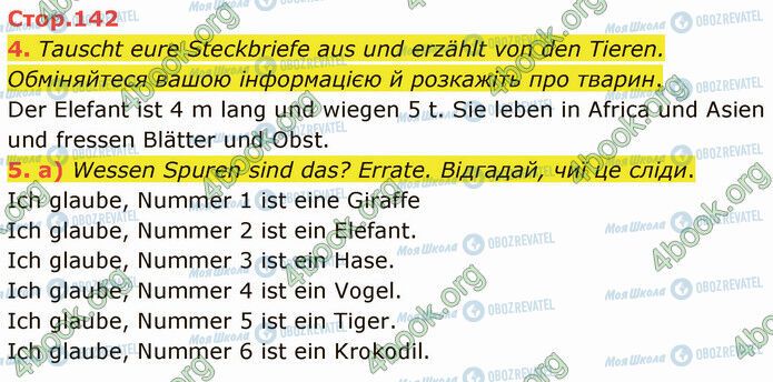 ГДЗ Німецька мова 5 клас сторінка Стр.142 (4-5)
