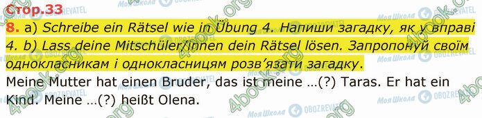 ГДЗ Немецкий язык 5 класс страница Стр.33 (8)