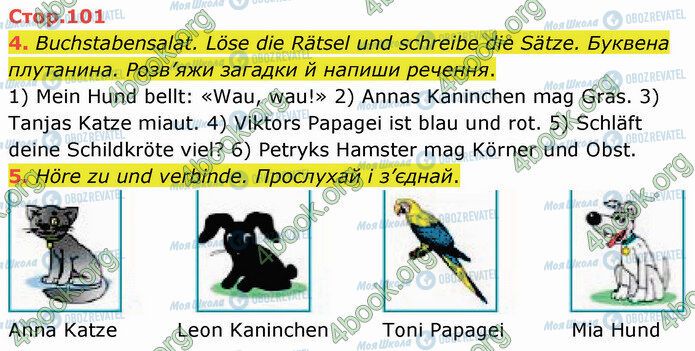 ГДЗ Німецька мова 5 клас сторінка Стр.101 (4-5)