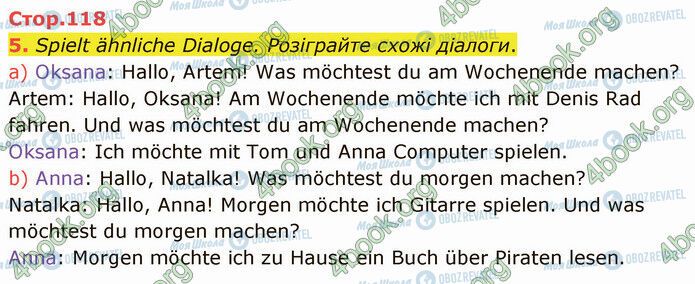 ГДЗ Німецька мова 5 клас сторінка Стр.118 (5)