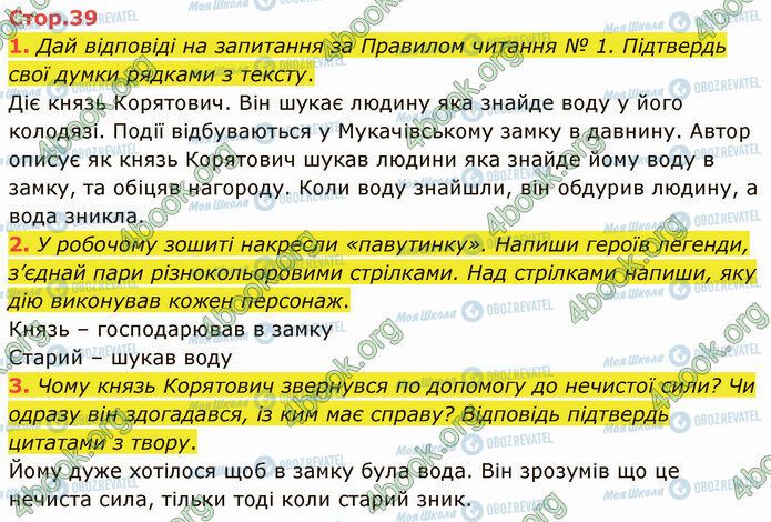 ГДЗ Українська література 5 клас сторінка Стр.39 (1-3)