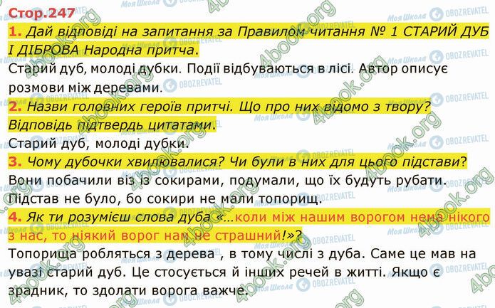 ГДЗ Українська література 5 клас сторінка Стр.247 (1-4)