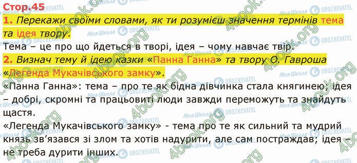 ГДЗ Українська література 5 клас сторінка Стр.45