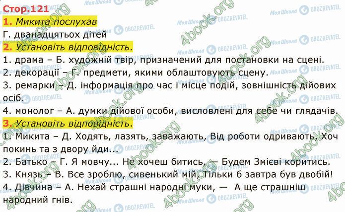 ГДЗ Українська література 5 клас сторінка Стр.121 (1-3)