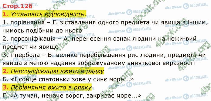 ГДЗ Українська література 5 клас сторінка Стр.126 (1-3)