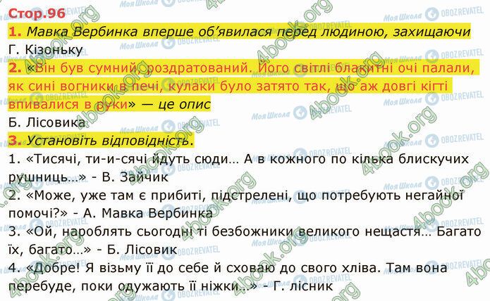 ГДЗ Українська література 5 клас сторінка Стр.96 (1-3)