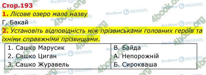 ГДЗ Українська література 5 клас сторінка Стр.193 (1-2)