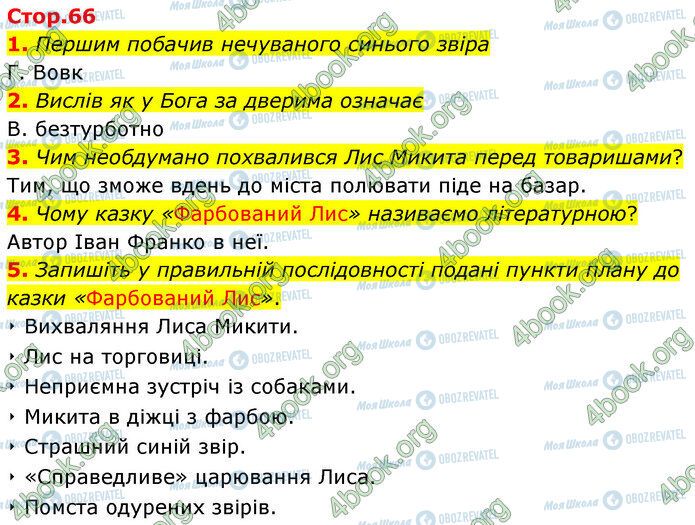 ГДЗ Українська література 5 клас сторінка Стр.66 (1-5)