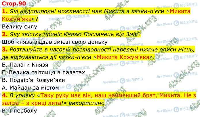 ГДЗ Українська література 5 клас сторінка Стр.90 (1-4)