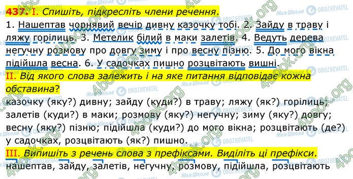 ГДЗ Українська мова 5 клас сторінка 437