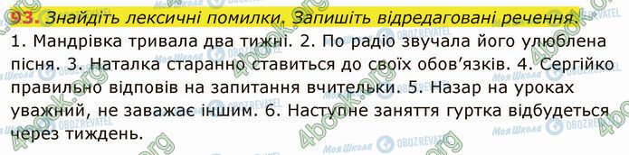 ГДЗ Українська мова 5 клас сторінка 93